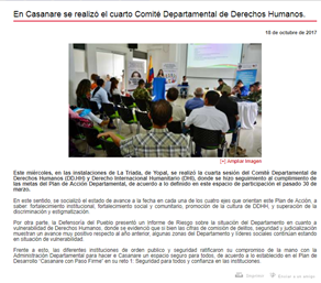 Cuarto Comite Departamental de Derechos Humanos (DD.HH) Y Derecho Internacional Humanitario (DIH)